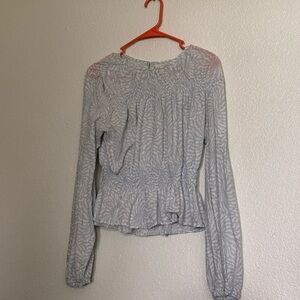 Universal Thread Light Blue Smocked Peplum Blouse